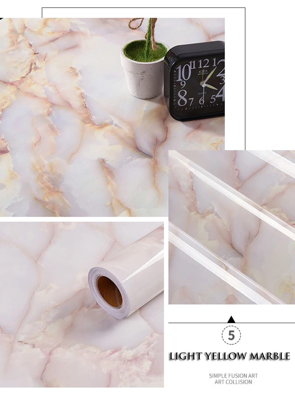 Marble Waterproof Dining Table Wall Stickers Vinyl Self Adhesive Wallpaper Decorative Film Cabinets Countertop Contact Paper DIY