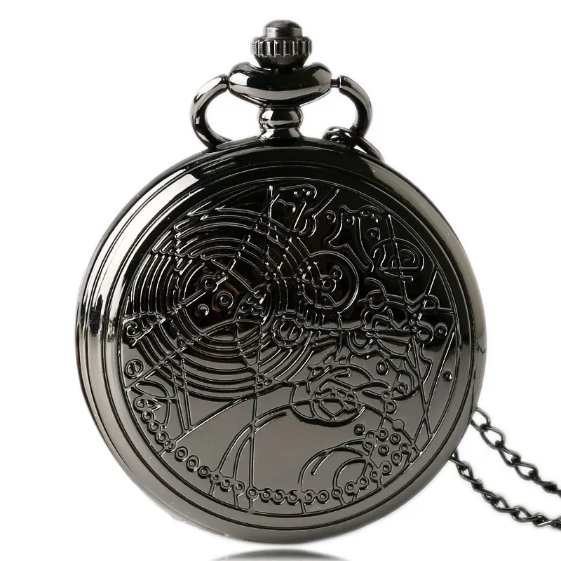 

Fashion Black Case Pocket Watch High Quality Necklace Watch Gift For Children