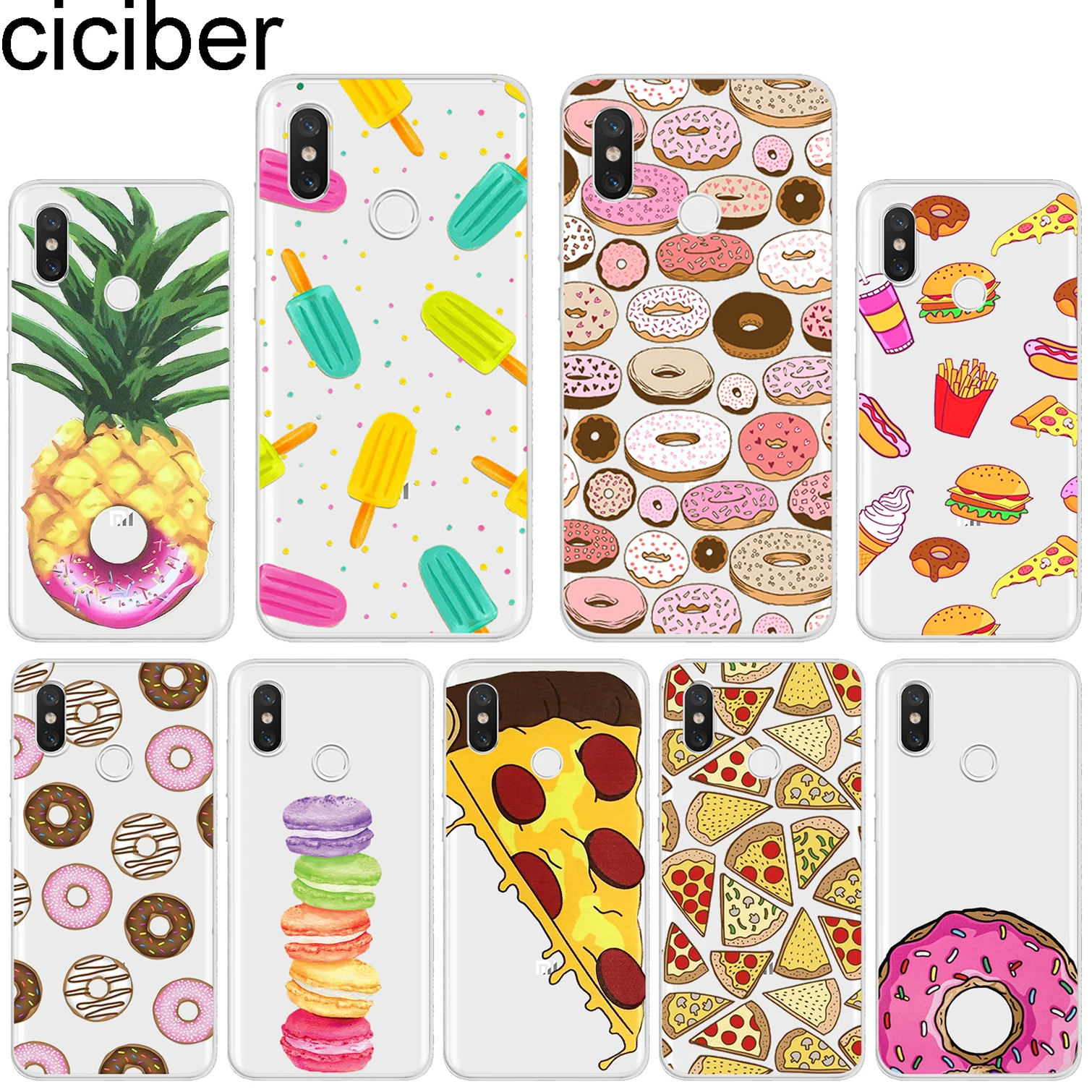 

ciciber for Xiaomi MIX MAX 3 2 1 S Pro TPU For Xiaomi A2 A1 8 6 5 X 5C 5S Plus Lite SE PocoPhone F1 Cases Cute Donuts Ice Cream