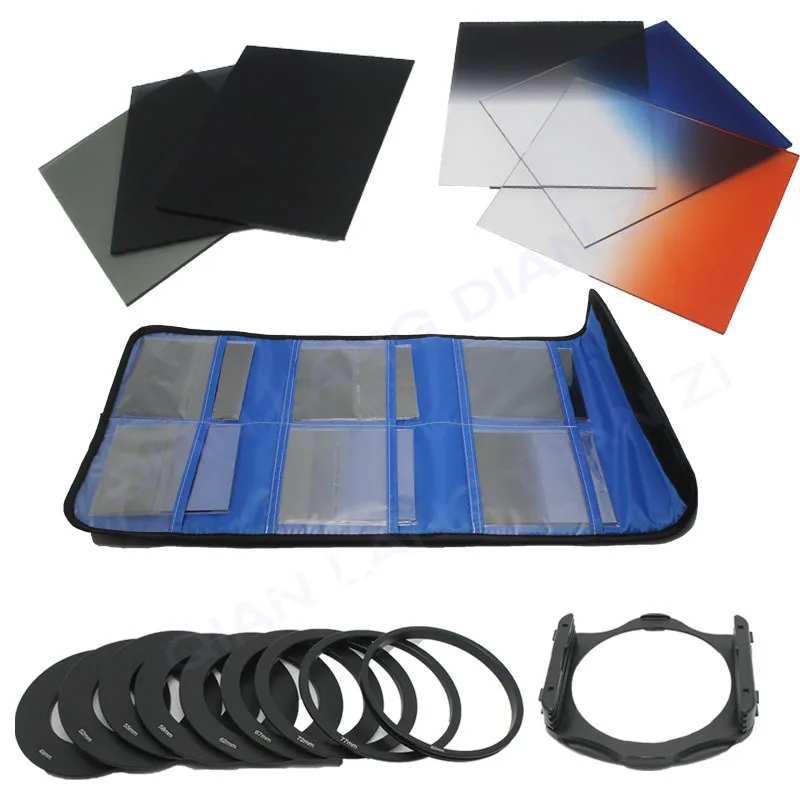 For Cokin P Filter 6x ND2 4 8 Graduated Grey Orange Blue 10 Adapter