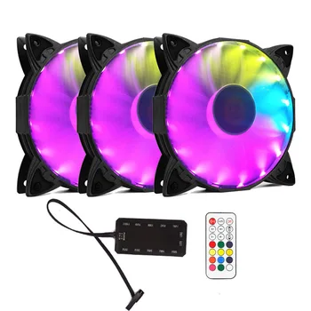 

New Rainbow Lights RGB Adjustable Color Cooling Fan 120mm LED PC Computer Silent Case Fan Controller EM88
