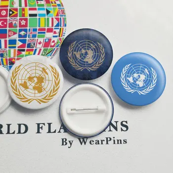 

United Nations Flag Map Tin Button Pins LGBT Gay Rainbow Pride Tin Button Badges