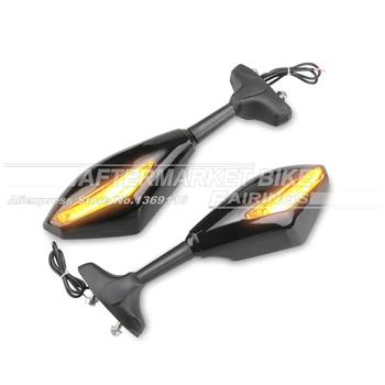 

Black Motorcycle Rearview Mirrors Turn Signals LED Lights Smoke Lens for Hyosung GT125R GT250R GT650R