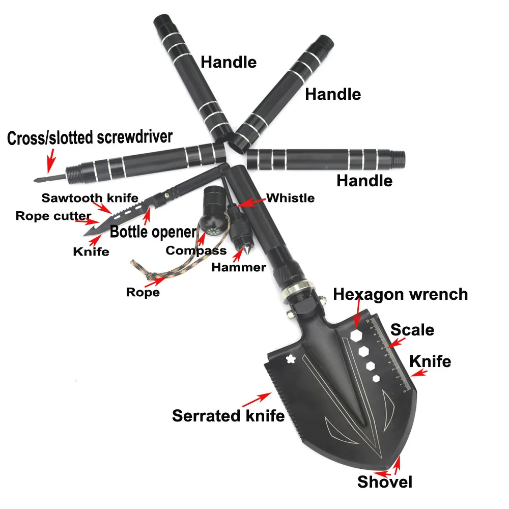 King Sea, новинка, 1,25 м, многофункциональная Складная Походная лопата, многофункциональный нож для выживания, тактическая лопата, инструменты, отвертка