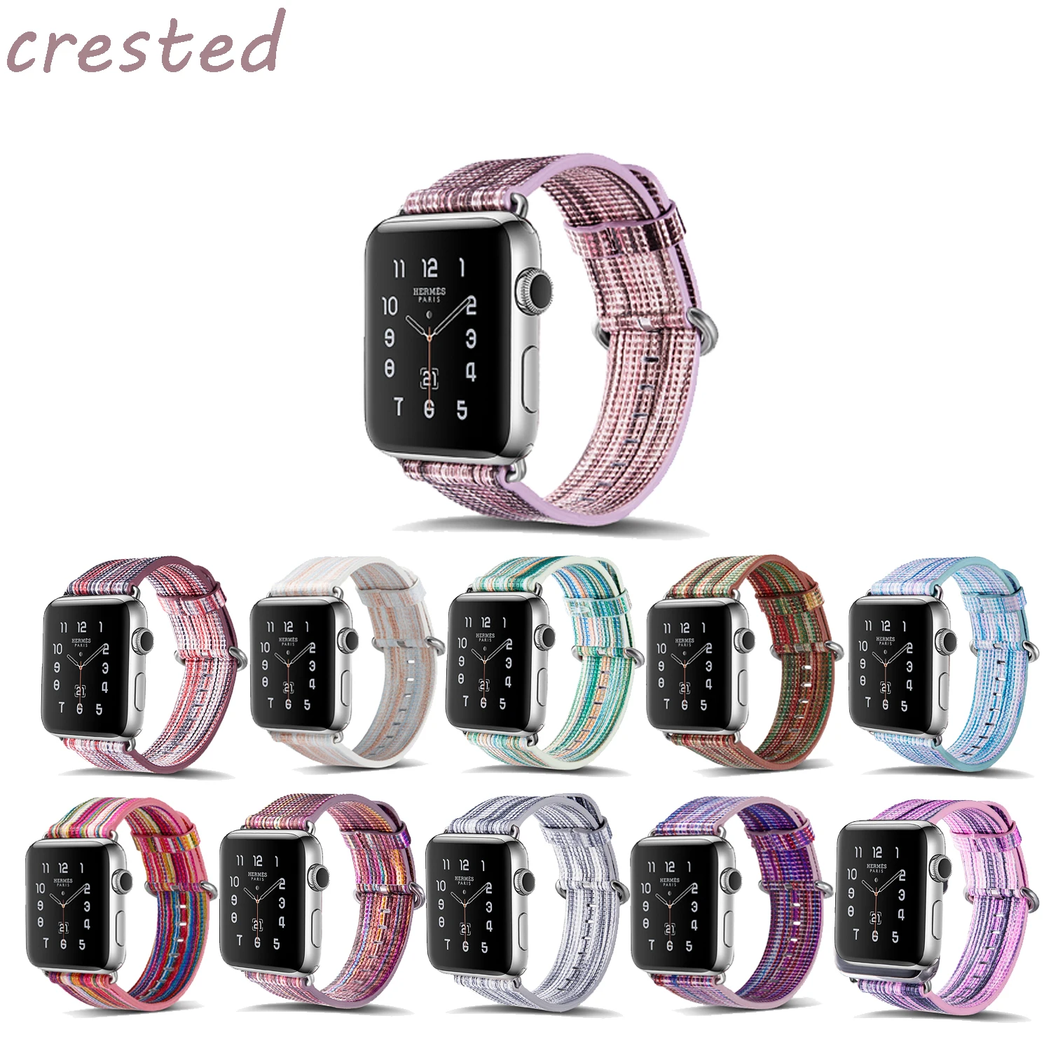 

CRESTED Leathter strap For Apple Watch band 4 42mm/44mm Flower print correa iwatch series 4/3/2/1 40mm/38mm wrist bracelet belt