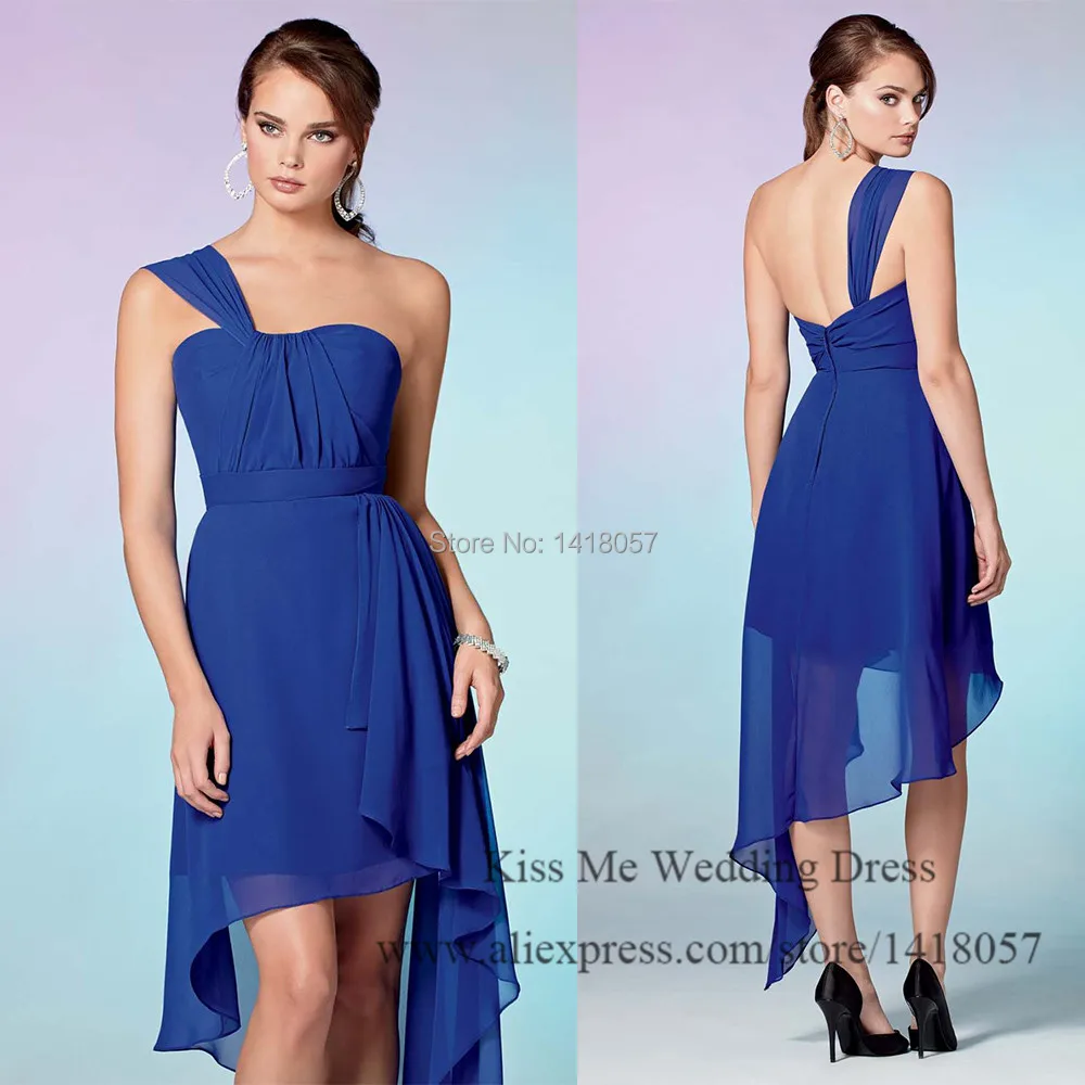 high low royal blue bridesmaid dresses