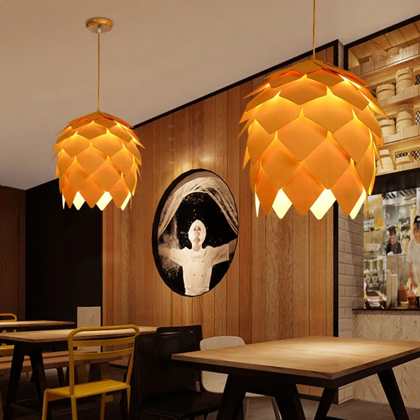 

Modern Creative Wooden Pinecone Led Pendant lamp,Fashion Wooden lampshade Bar Coffee Led Pendant Lights for Home Hanging lamps