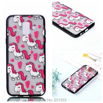 

C-ku For Samsung Galaxy A6 Plus J4 J6 2018 Cartoon Relief TPU PC Hard Case Oil Unicorn Flower Panda Sheep Skin Back Cover 100pcs