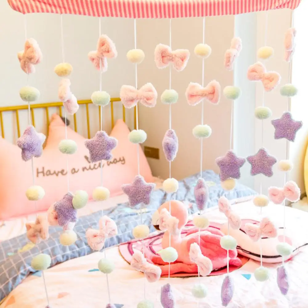 

Ins Cute Bow star Ball decor Curtain Plush toy soft stuffed Home bedroom decor Kawaii child Girl Birthday Valentine's Day Gift