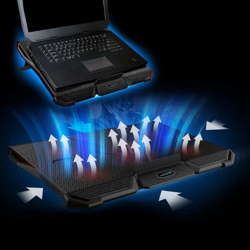 

LED Cooling Pad 5 Fans 2 USB Cooling Pad Adjustable Stand Base For Notebook Laptop PC 10-17" drosphipping