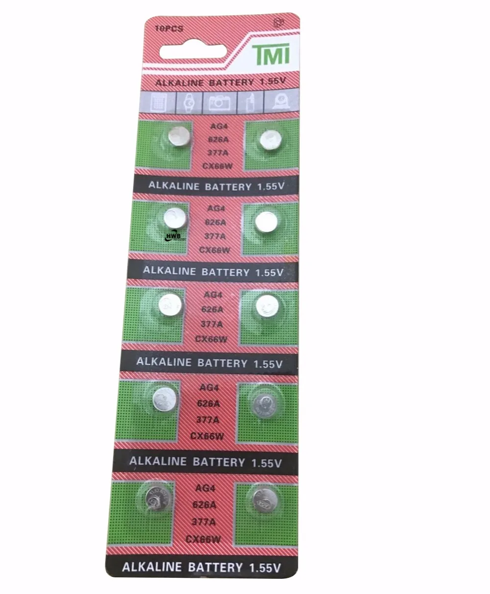 

Wholesale 10PCS/lot =1cards AG4 377A 377 LR626 SR626SW SR66 LR66 button cell Watch Coin Battery ,TIANQIUBrand Battery