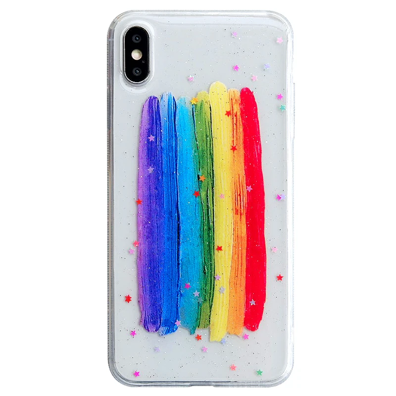 Мягкий чехол LACK для iphone 11 11Pro Max 7 Plus 8 6 6S X XS XR яркий Радужный с блестками|Бамперы| |