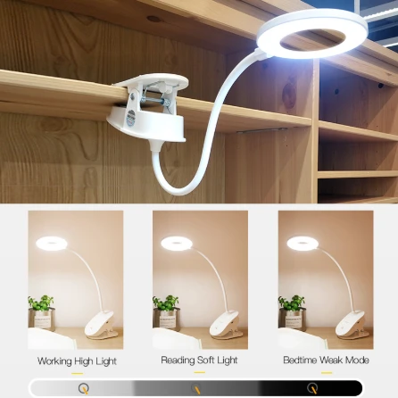 

LED Touch On/off Switch 3 Modes Clip Desk Lamp 7000K Eye Protection Desk Light Dimmer Rechargeable USB Led Table Lamp