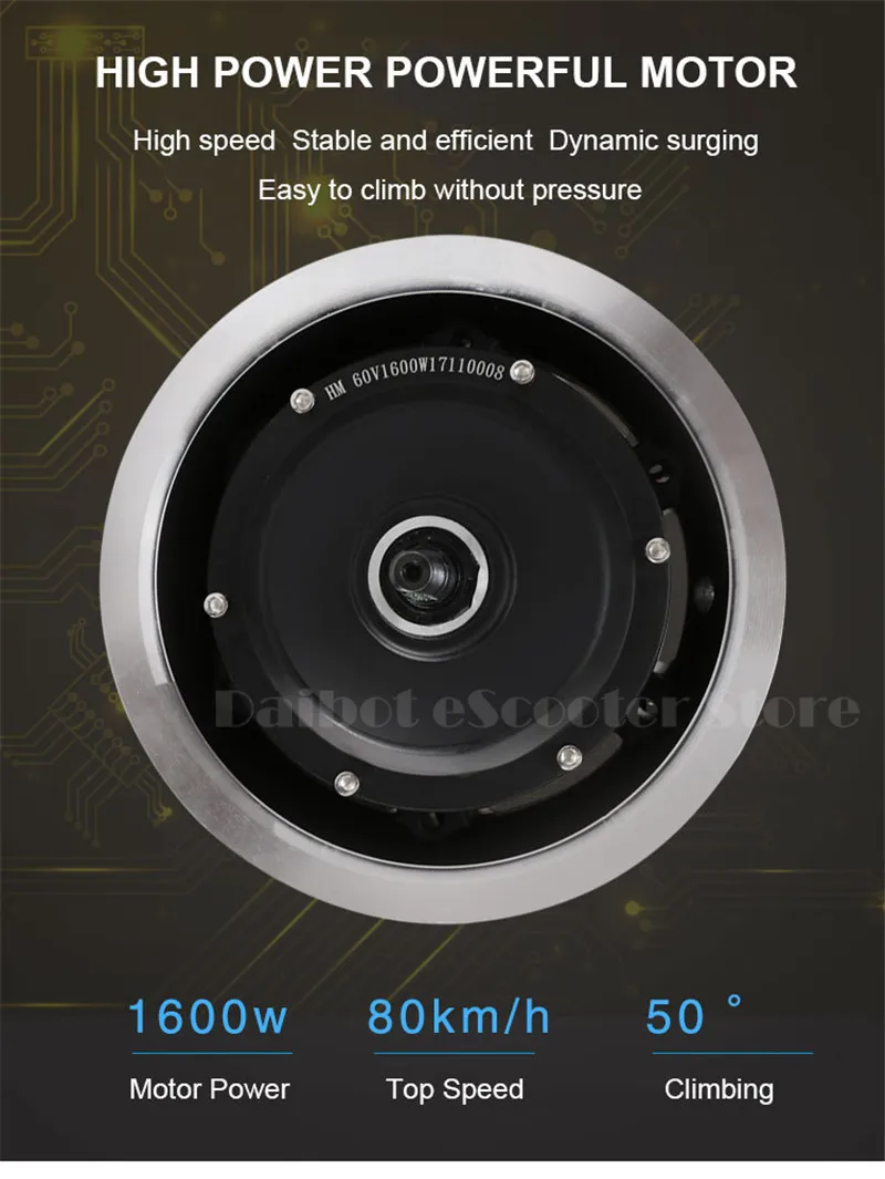 Daibot Off Road Electric Scooter Two Wheels Electric Scooters 11 inch Powerful 3200W 60V Electric Skateboard Scooter For Adults  (46)