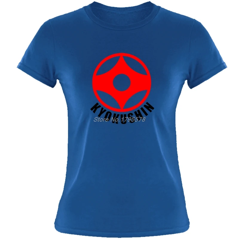 Свободные черные женские футболки, футболки Kyokushin Karate Masutatsu Oyama Karate Japan-Custom Girl, футболки, футболки с принтом, топы - Цвет: Blue