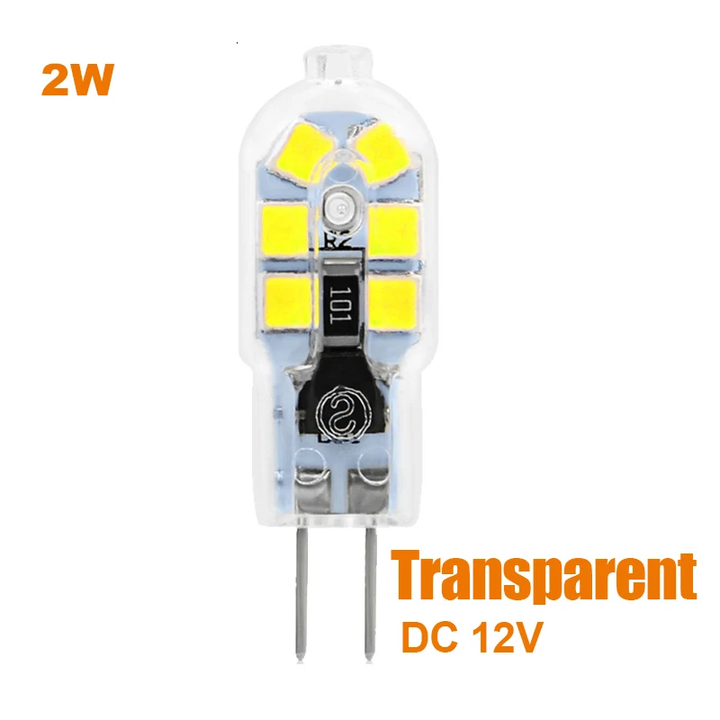 YWX светильник 10/упаковка мини G4 светодиодный 2 Вт 3 Вт 4 Вт светодиодный супер яркий G4 Светодиодный AC DC 12 В 24 В SMD 2835 Светодиодный точечный светильник, заменяющий галогенный светильник - Испускаемый цвет: Transparent DC 12V