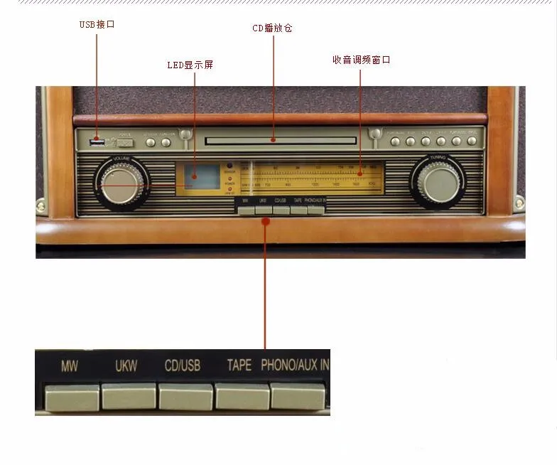 Douk аудио стерео проигрыватель LP Виниловый проигрыватель лента& CD& u-диск& AM/FM радио& AUX& USB аудио