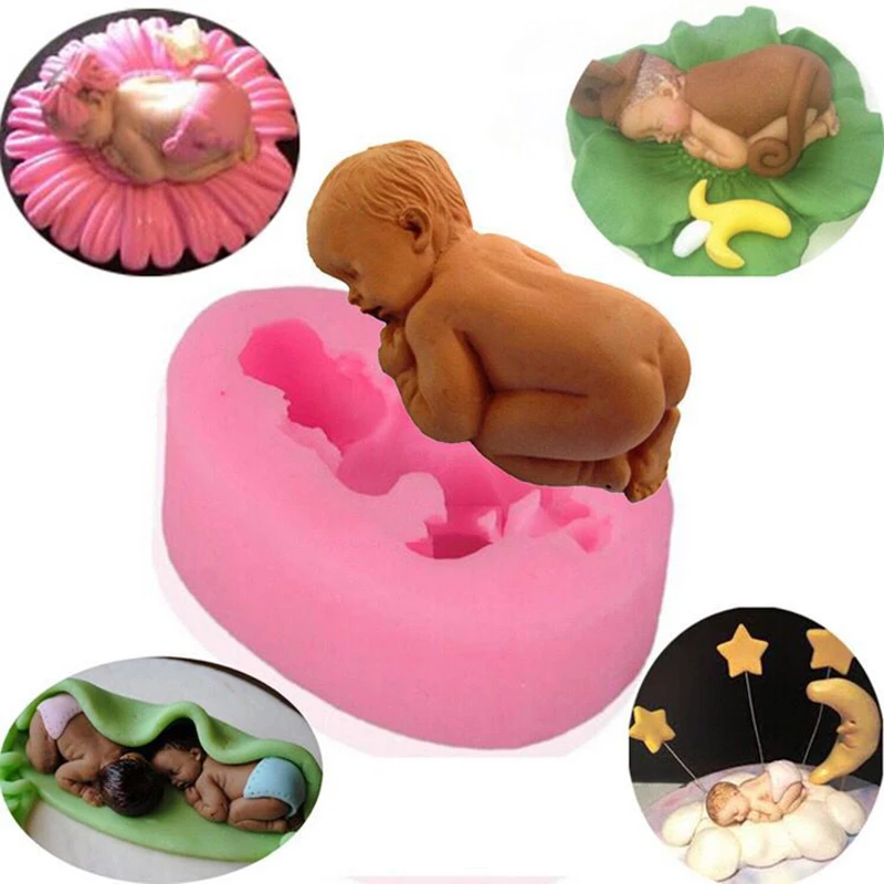 

3D Silicone Mold Fudge For Cake Decorating Form For Soap Baby Newborn Fondant Baking Silicone Mold 1pcs