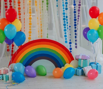 

HUAYI Photography Birthday party Photo Background Balloon Gifts Rainbow Photography Backdrops for Children Newborn XT-7406
