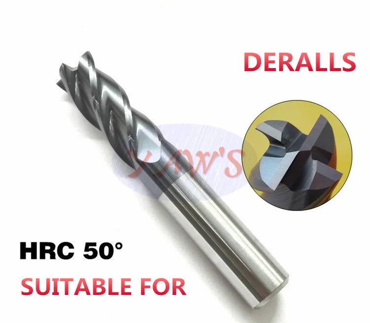 4F 6*6*15*50 HRC50 Micro Grain Carbide, 4 flute, End Mills coating