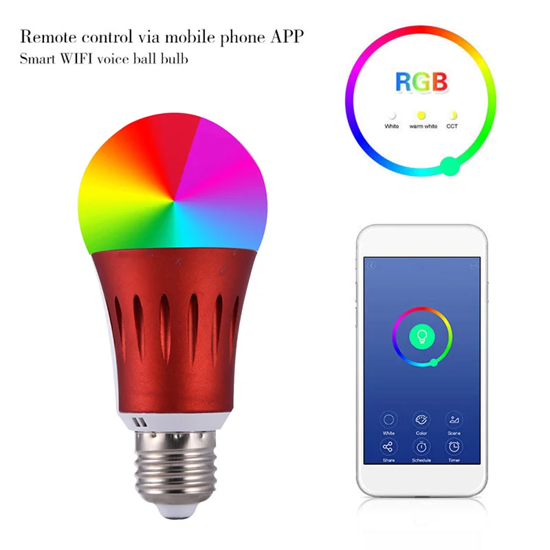 

Newest Rose Red Wifi Bulb LED Smart Bulb Varying Dimmable Light Voice Remote Control @8