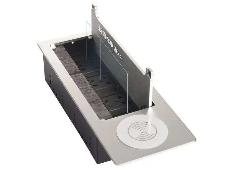 2018 Furniture table socket / Short Brush multimedia tabletop socket With Wireless charging ,add USA/UK/AU/EU/universal power 