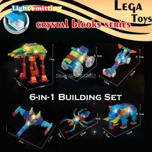 Self Assembled 6 IN 1 Electronic Light up crystal Building Blocks Science Educational Brick Constructor Model