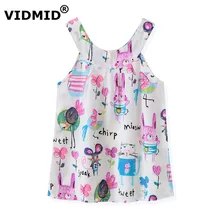 Vidmid для девочек с мультипликационным принтом «кролик», платья для маленьких девочек майки платья детские открытые платья без рукавов, детское платье без рукавов с цветочным принтом; пляжная одежда; 6004 02