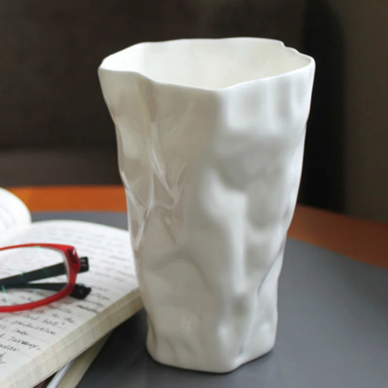 Креативное искусство Дизайн мятая кофейная кружка BPA без свинца костяного фарфора белая оригами Canecas Tazas Para кафе лимонад кофейная чашка Xicara