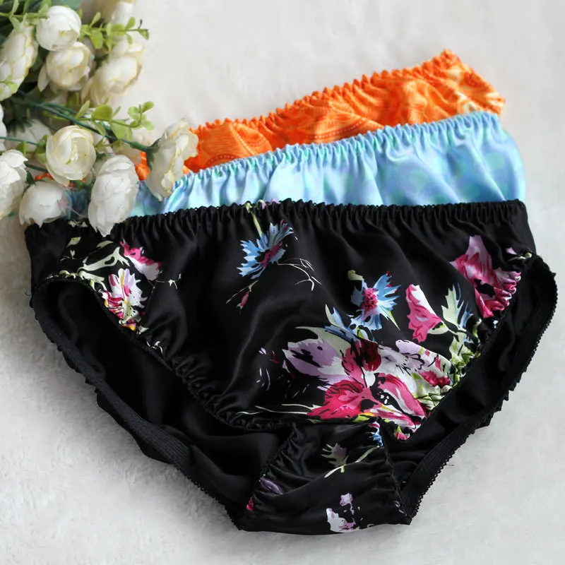 

10 pcs ladies panties silk briefs Printed women's Underwear M L XL