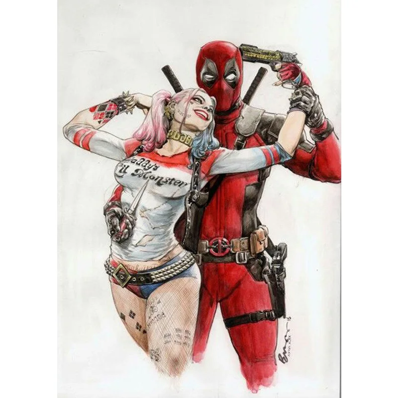 

Full Square /Round Drill 5D DIY Diamond Painting "Deadpool & HARLEY QUINN "Embroidery Cross Stitch Mosaic Rhinestone Decor FZ820