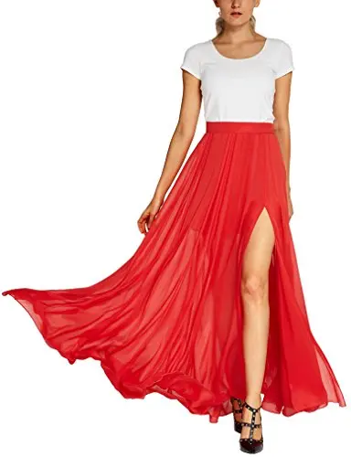 red flowy maxi dress