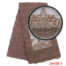 Кружева ручной работы нигерийские бисером 3D африканская кружевная ткань французская кружевная ткань высокого качества Кружева Тюль для вечерние платья YA2643B-3