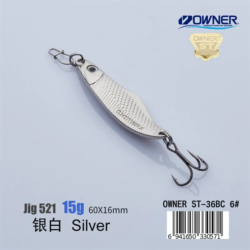 Silver 15g YAPADA Jigging 521 Scimitar 10-20 г Держатель тройной крючок 55-72 мм Многоцветный Металлический цинковый сплав ложка рыболовные приманки - Цвет: Silver 15g