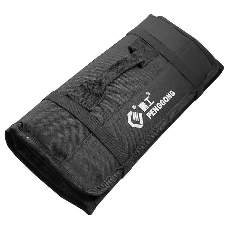 Многофункциональная оксфордская ткань складной ключ сумка для инструментов рулон карман для хранения инструментов сумка портативный Чехол Органайзер держатель - Цвет: Черный