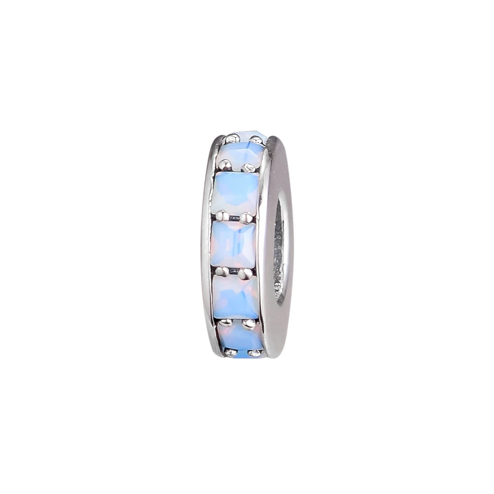 

Fits For Pandora Braclets Eternity Charms with Opalescent White Crystal 100% 925 Sterling Silver Beads Free Shipping