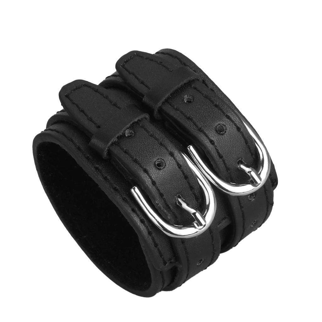 Wide Classic Design Brown Punk Rock Biker Double Tour PU Leather Wide Cuff Bracelet Men Bangle Bracelets Accessory 