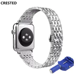 Хохлатый Алмазный ремешок из нержавеющей стали для Apple watch 4 band 44 мм/40 мм iwatch 3 2 1 42 мм/38 мм браслет butrery Loop correa