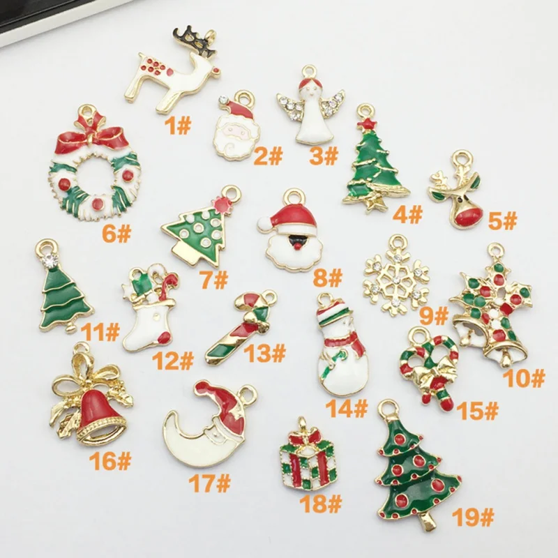 

19pcs/pack Mixed Christmas Hanging Ornaments DIY Jewellery Pendants Xmas Christmas Tree Decoration Festival Holiday Decor