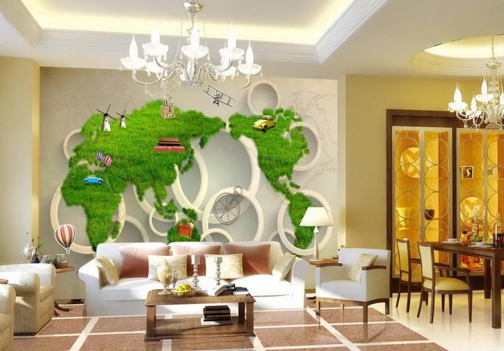 

3D Wallpaper Mural Decor Photo Backdrop 3D Three-dimensional World Map Mural TV Background Wall Mural Living Room Wallpaper