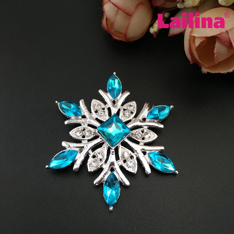 50pcs/lot Hot Selling Fashion Jewelry Crystal Rhinestone Blue Snowflake