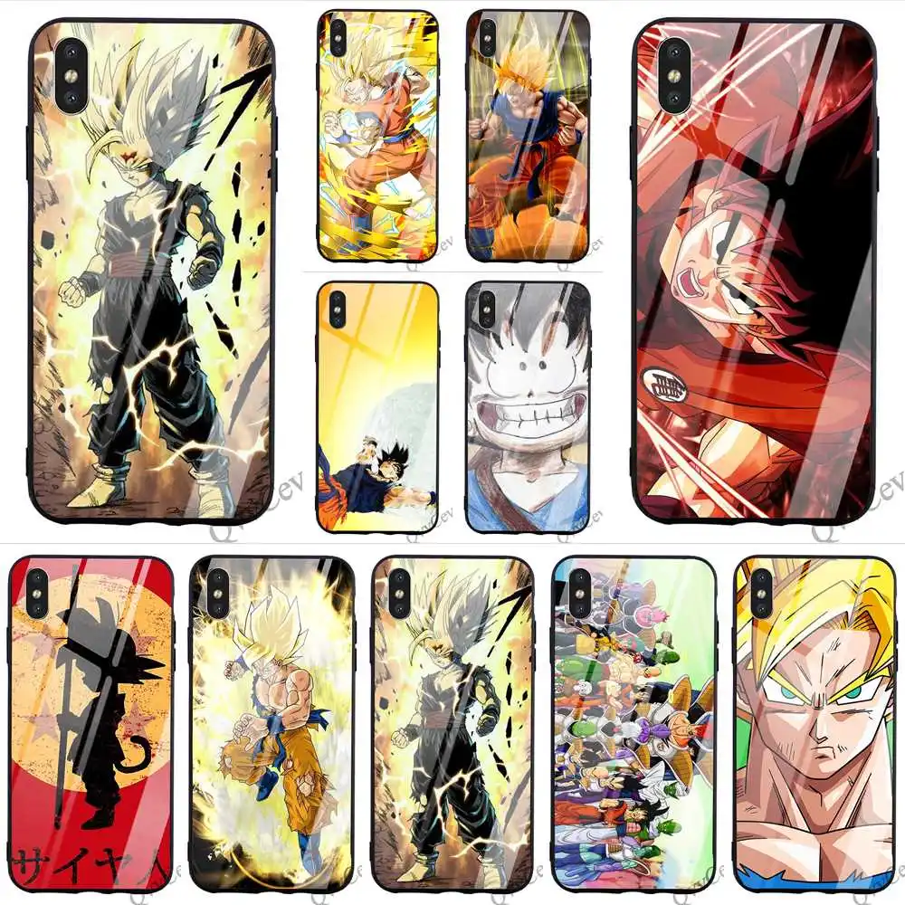 

Colorful Dragon Ball DragonBall z goku Tempered Glass Phone Case for iPhone 5S Cover XR X 7 5 8 Plus 6 6S SE Xs Max Cases Back