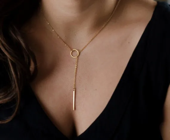 

Min 1pc-Gold and Silver Dainty Necklaces Minimalist Necklace,Circle necklace EY-N021