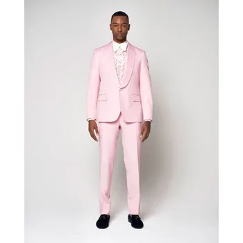 

2017 Latest Coat Pant Designs llight Pink Men Suit Groom Tuxedo Slim Fit 2 Pieces Wedding mens Suits Prom Blazer Terno Masculino