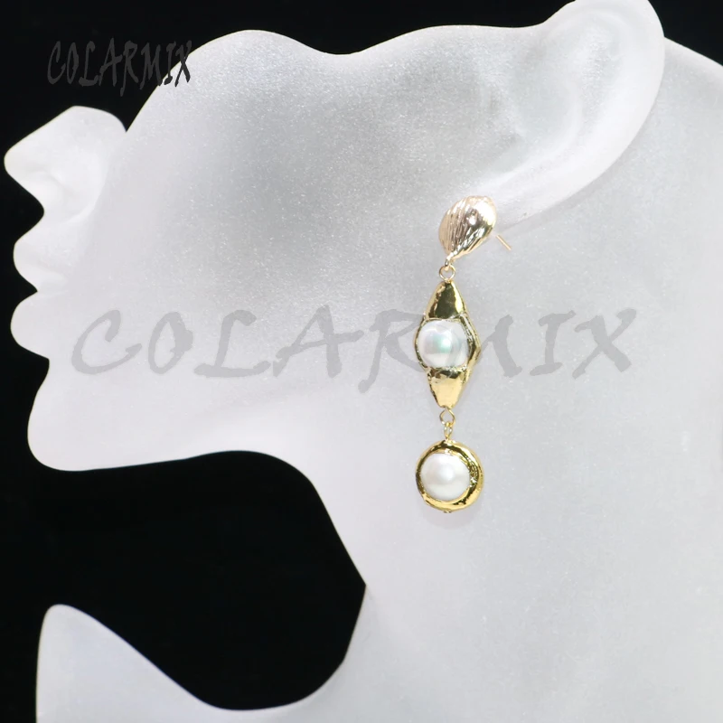 

3 pairs double pearl earrings natural pearl jewelry Gems stone jewelry gems jewelry for women hook earring gift 9091