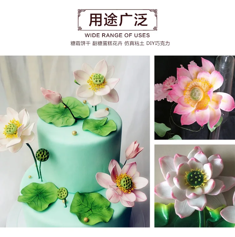 Водяная Лилия лепесток лотоса цветка Вайнер и Резак Fondant (сахарная) сахара