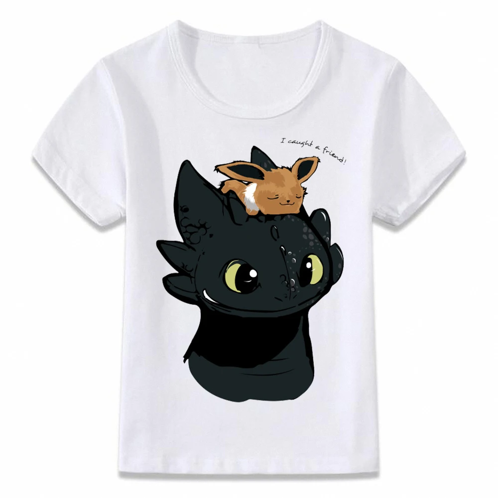 Детская одежда футболка футболки с покемонами и беззубиками для мальчиков и девочек, рубашки для малышей, oal169
