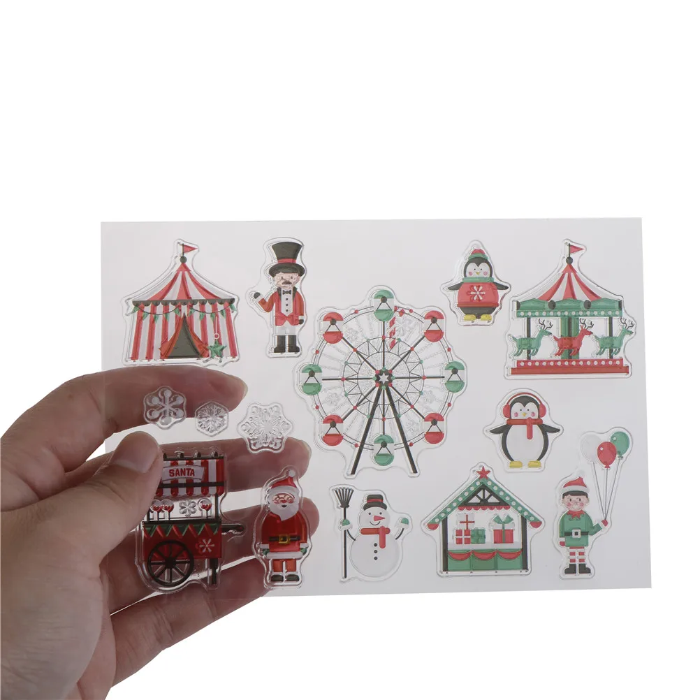 1PCS Christmas Santa Claus Snowman Clear Silicone Stamp/Seal Cutting Dies Frame for DIY scrapbooking Decorative