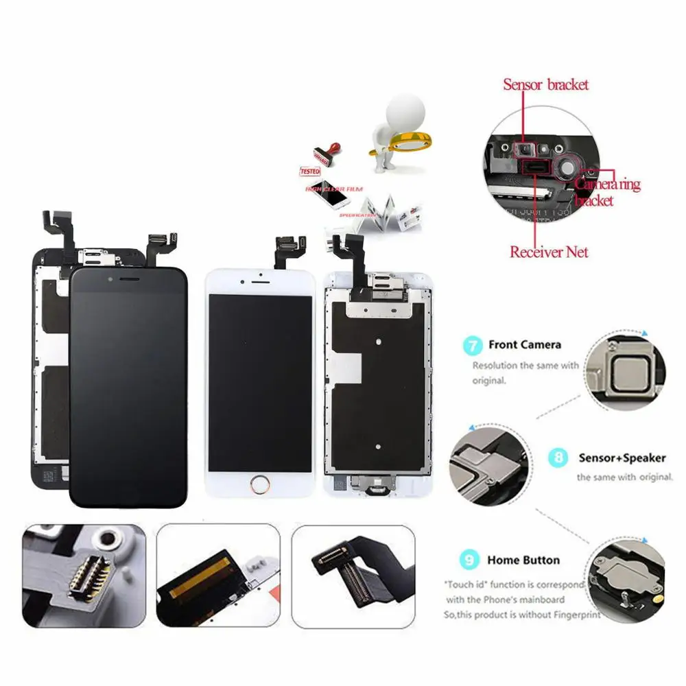 

for iPhone 7 8 Plus LCD complete assembly, 100% 3D Force Touch for Apple 7 8 Plus replacement screen display+accessories