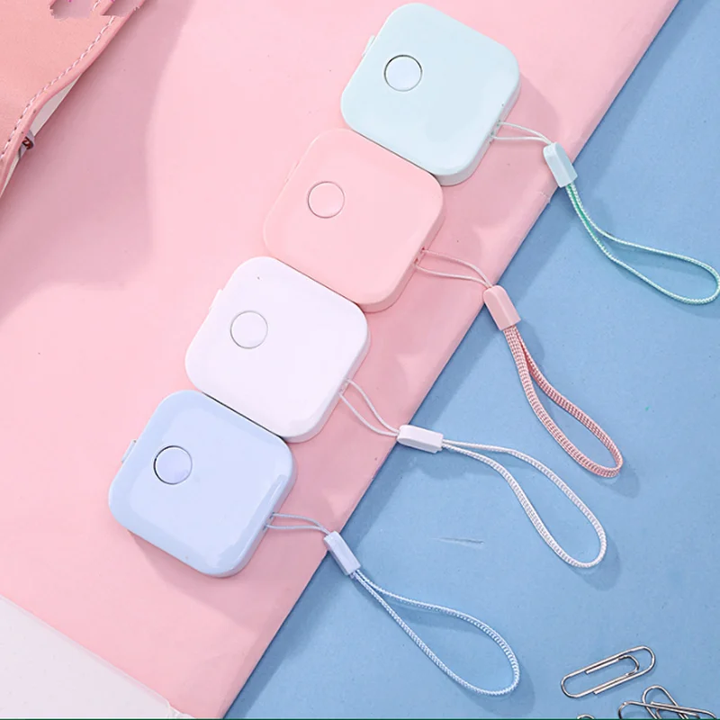 

1 Pcs 150cm/60" lovely Tape Measure Macron Candy Color Leather Ruler Box Portable Fashion Retractable Ruler Design School Supply